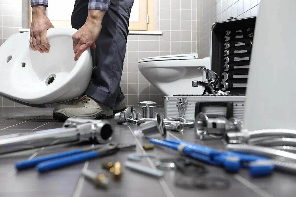 Plumbing tools prepared for a bathroom repair in Erie